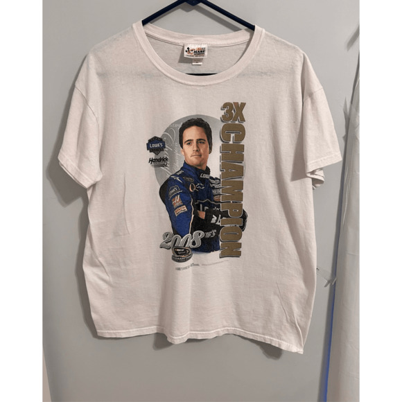 2008 Jimmy Johnson NASCAR 3X Champion Men’s White T-Shirt Chase Authentic Sz XL - Picture 2 of 9